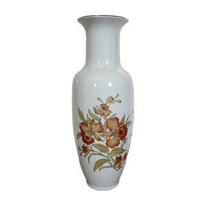 Vintage Japanese 11 in. Porcelain Vase Golden Floral W Gold Trim